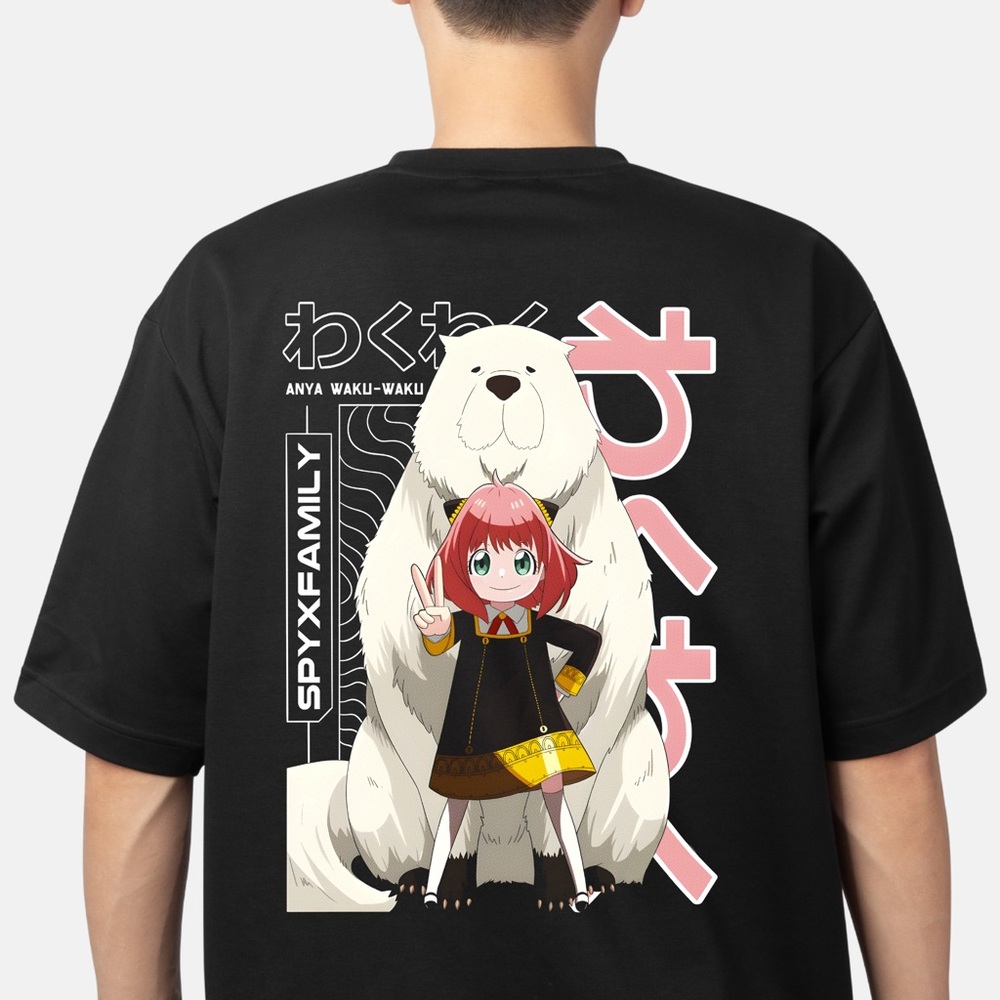 Black Graphic Tee with Anime Design
